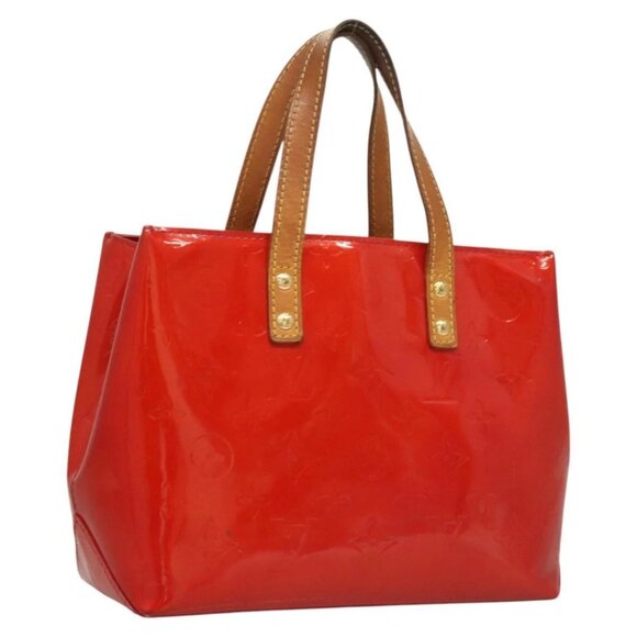 LOUIS VUITTON Monogram Vernis Reade PM Hand Bag Red Rouge M91088 LV Auth BA2461 - Picture 1 of 16